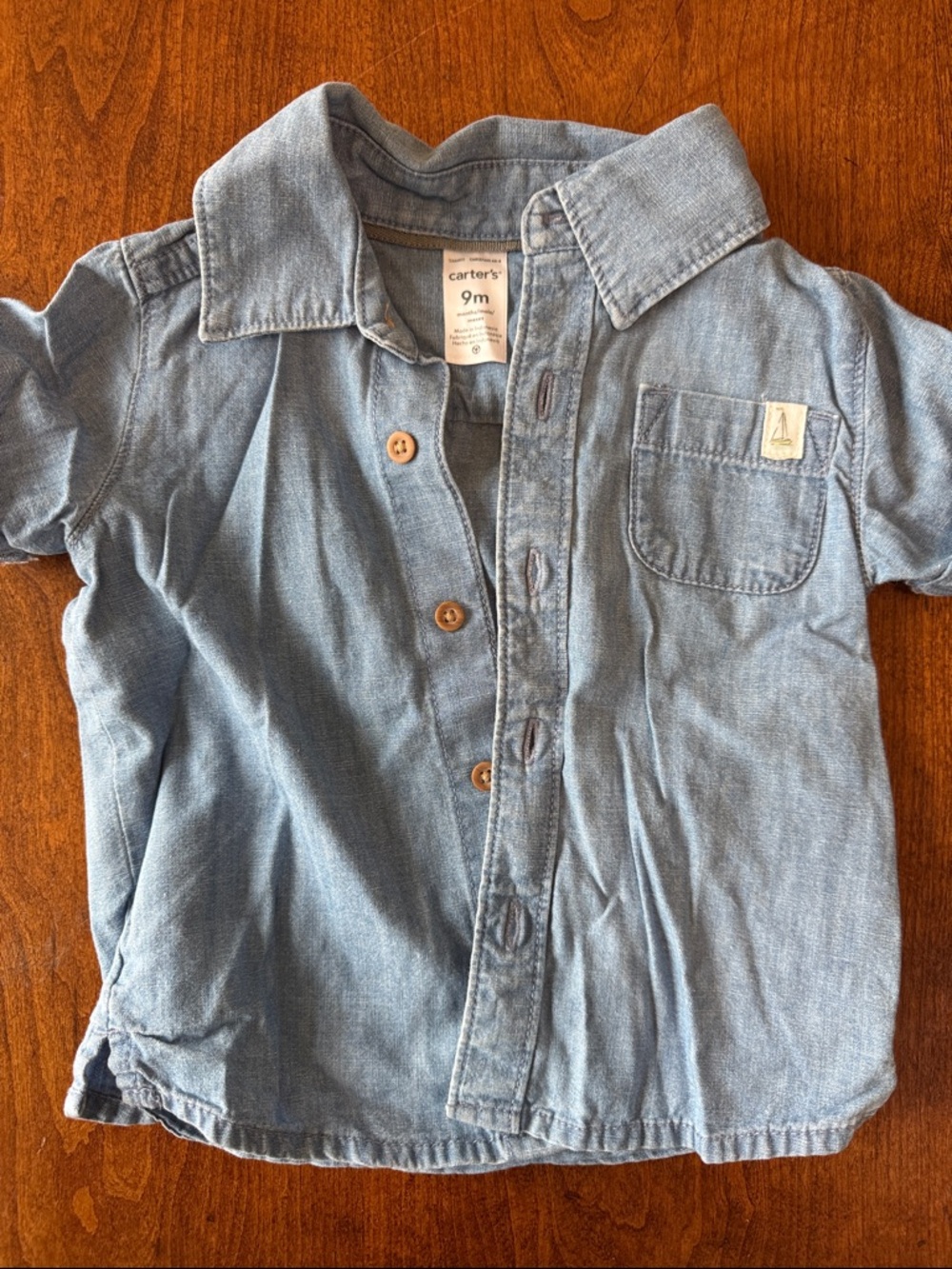 Carter's Light Blue Denim Button-Down Shirt